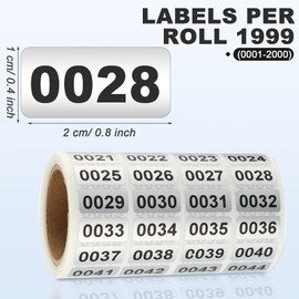 0001 to 2000 Inventory Number Sticker Labels Waterproof Self Adhesive Labels Consecutive Number Stickers for Storage Organizing Boxes Classification 0.39 x 0.78 Inch