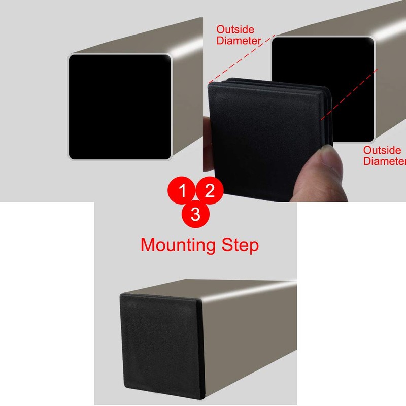Sourcingmap 5 Pcs 50mmx50mm Plastic Square Tubing Inserts End Blanking