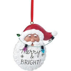 Blossom Bucket Merry and Bright Santa Christmas Ornament