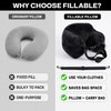 Stuffable Travel Pillowcase U-Shaped Neck Pillow with Adjustable Strap, Washable
