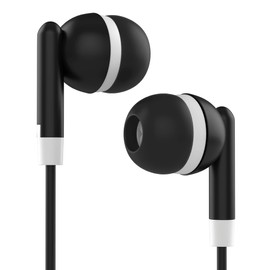 Maeline Bulk Earbuds with 3.5 mm Headphone Plug - 300 Pack Wholesale Bundle - Black