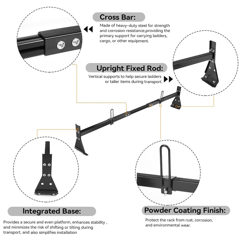 Colinktool Universal Van Ladder Roof Racks, Adjustable Van Roof Ladder