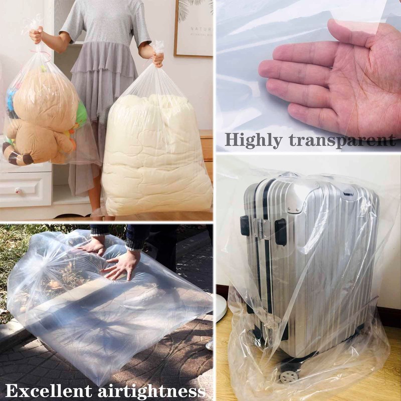 QISF Extra Large Clear Plastic Storage Bags 90x100cm Giant Storage