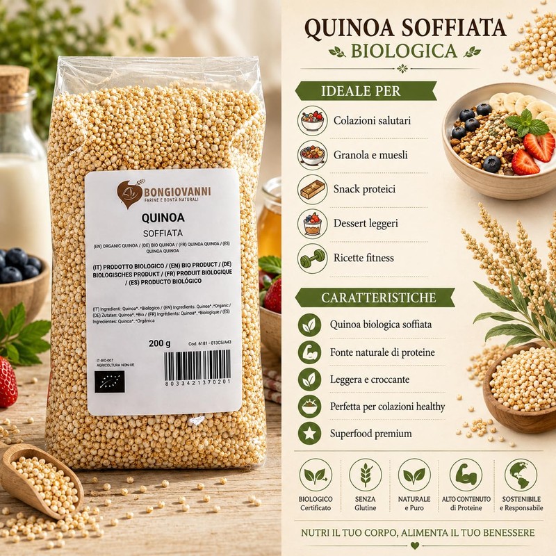 BONGIOVANNI FARINE E BONTA' NATURALI Quinoa soffiata 200g BIO