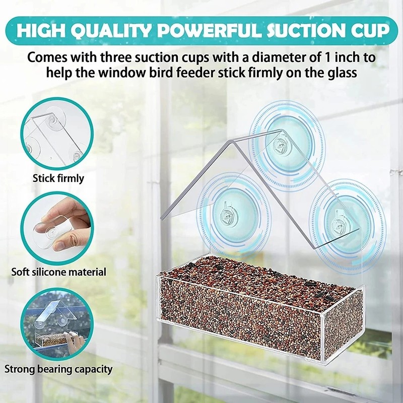 House Transparent Window Wild Bird Feeder Outdoor Removable Suction Cups