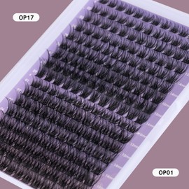 OP01+OP17 Individual Eyelashes, 204 Tufts, Individual DIY Individual False Eyelashes for Beginners, Reusable Eyelash Clusters, Individual Eyelashes, Individual Eyelashes, 10-16 mm, C/CC/D Curl