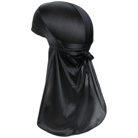 cocoriko Silky Durag Durag Hip Hop Hiphop Dance Costume, Glossy, Black, Free size