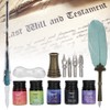 Vintage Feather Dip Pen with Ink 4 Nibs Set School