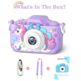 Children Digital Video Camcorder Camera-Upgrade Kids Selfie Camera-1080P HD Kids Digital Video Cameras for Toddler-Cartoon Soft Silicone Cover-Kids Camera Toys for 3-12 Year Old Girls Boys-Screen Charging-Rechargeable - type: KC07.CP.01002