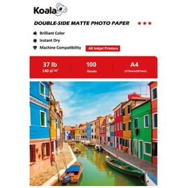 Koala Koala Fotopapier für Tintenstrahldrucker, Doppelseitig, Matt, A4, 140 g/m², 100 Blatt. Geeignet zum Drucken von Fotos, Zertifikaten, Broschüren, Flyern, Faltblättern, Grußkarten, Kalendern, Kunst