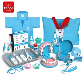 Lehoo Castle Doctor Kit for Kids, 31-Pieces Dentist Playset, Super Smile Dentist Kit, Pretend Doctor Kit, Pretend Play Toy For Kids Ages 3+, Dental Accessory, Education Toy for Kids, Birthday Gift for Boys Girls, Teeth Cleaning Kit