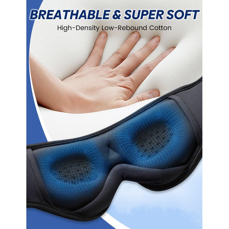 Bluetooth Sleep Mask with Headphones, 3D Bluetooth Eye Mask for