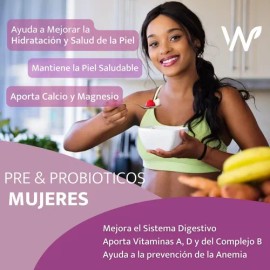 Probióticos Mujer  Prebióticos  180 Caps  10 Billones por cápsula  Probióticos Mujer  Suplemento Alimenticio  Apoyo al Bienestar Digestivo y Femenino 