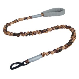 Huitban Camo Heavy Duty Dog Leash Bungee,360° Rotation Clasp Safety Lock, Dogs Leashes with Padded Handle,Army Camo Dog Training for Medium Large Dog（Brown camo）