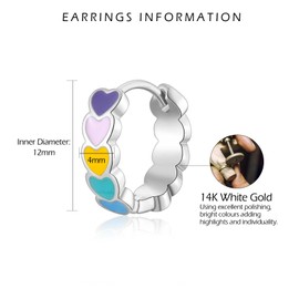 VYYU Silver Earrings for Women Girls, Heart Hoop Earrings with Cute Colorful Heart, Hypoallergenic Earrings Huggie Hoops | Sleeper Earrings Jewellery Gifts Christmas Birthday Wedding Gifts