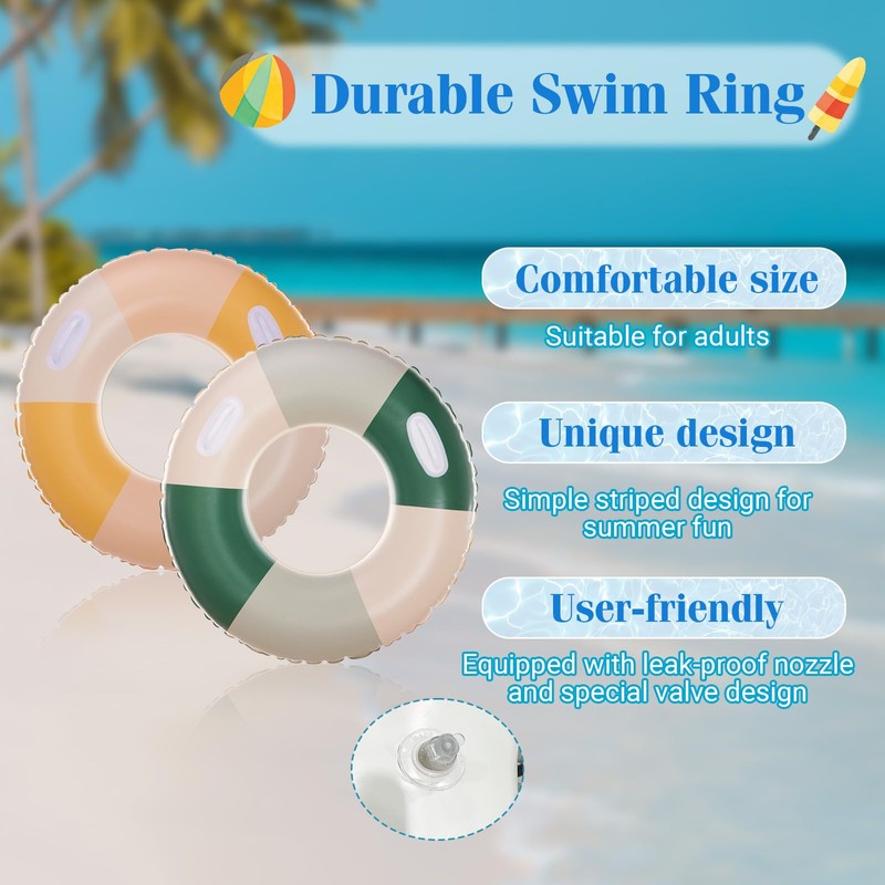 Swimming Ring for Adults,2pcs Inflatable Pool Rubber Ring Swim Pool