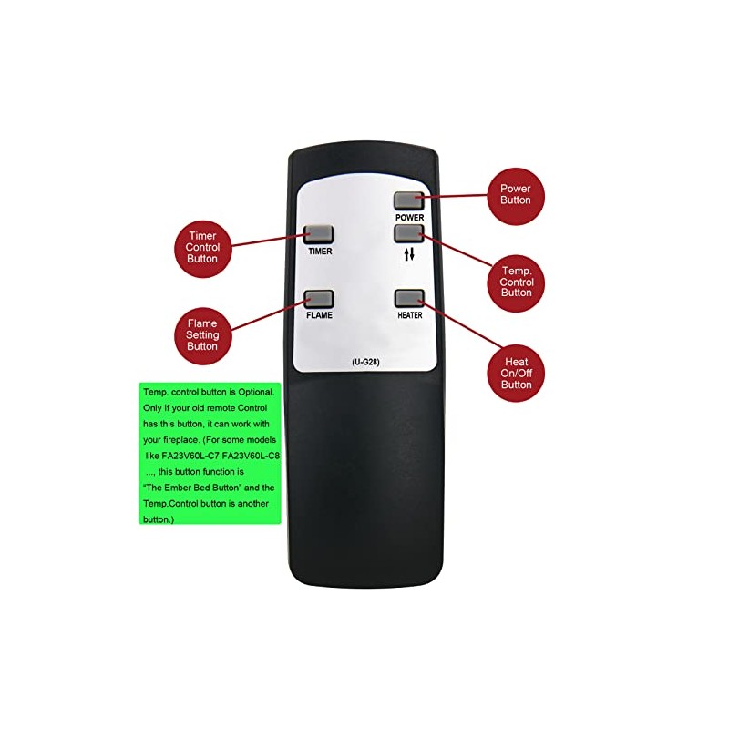 Replacement for Altra Flame AltraFlame Electric Fireplace Heater Remote Control