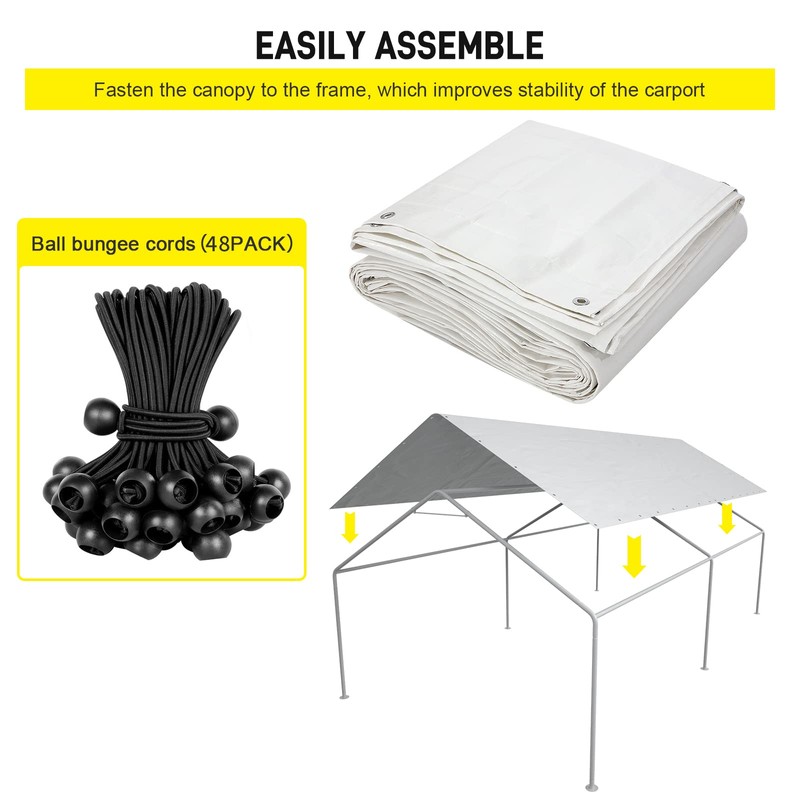 10 x 20 Ft Carport Replacement Canopy Cover Garage Top