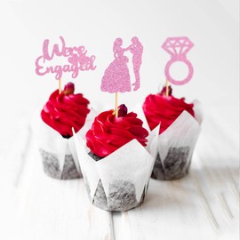 Keaziu Paquete de 36 adornos para cupcakes, diseño con texto en inglés "We 're Engage", color rosa