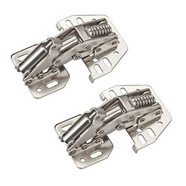 JUNKER Screw-On Hinges 90° with Soft Close and Mounting Stop (Nickel-Plated Steel, Adjustable) Caravan Hinge for Screwing On Pack of 2