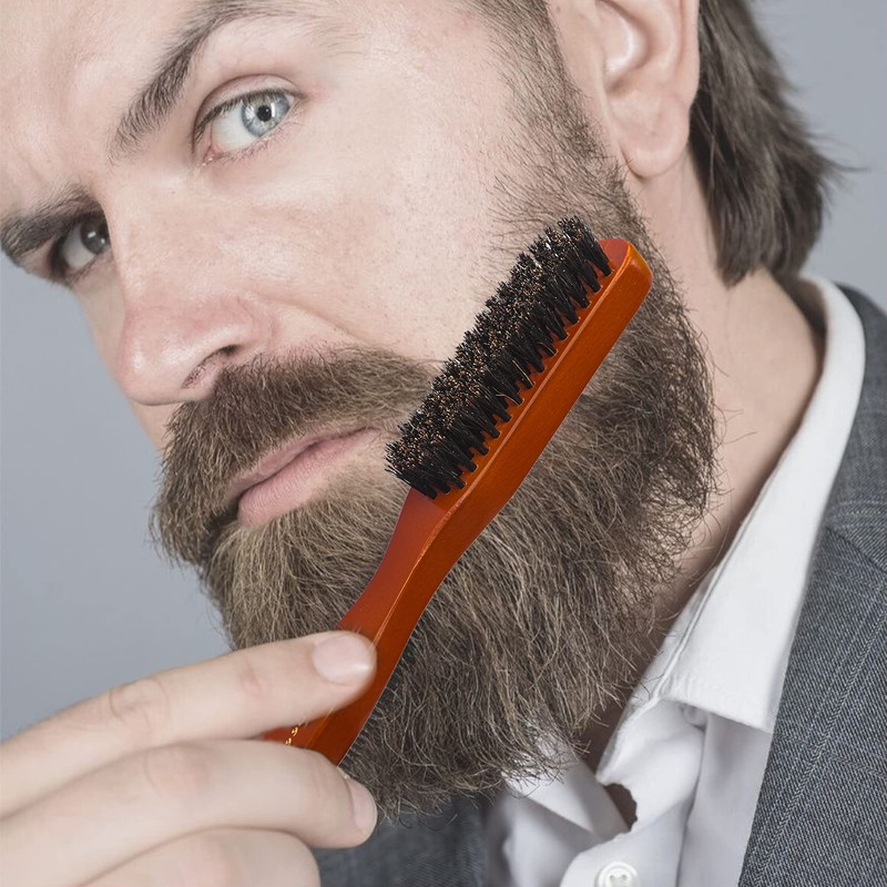 VinBee Men's Boar Bristle Brush Beard Brush Hair Brush Stiff