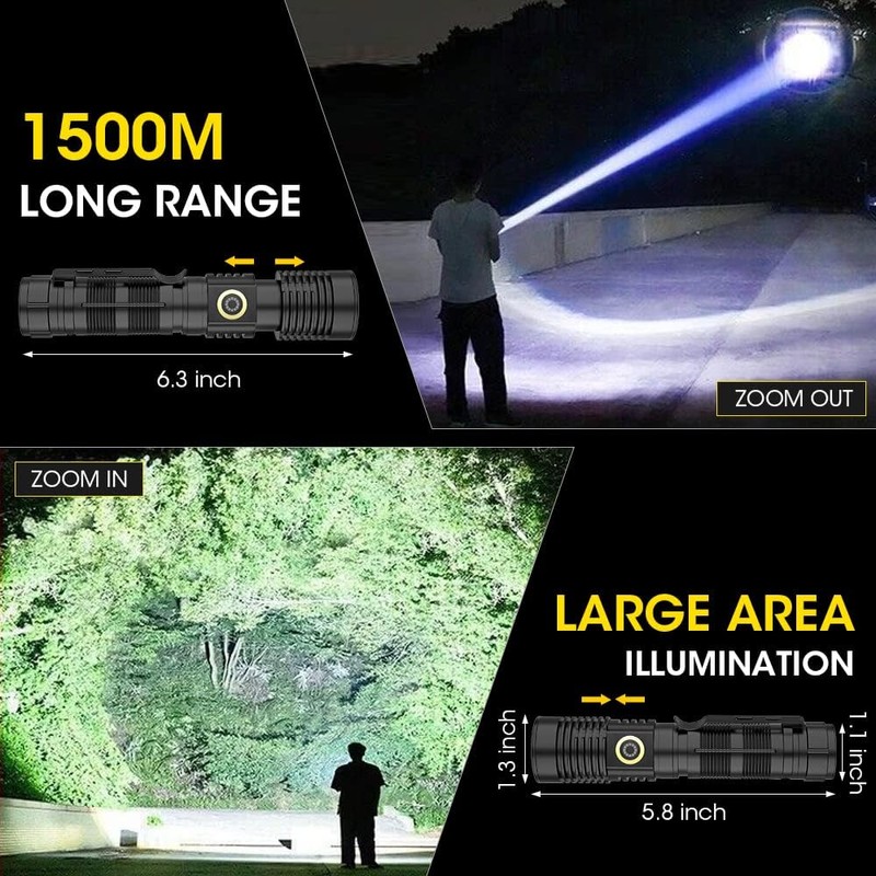 Rechargeable Flashlight High Lumens, High Lumens Super Bright Magnetic Flash