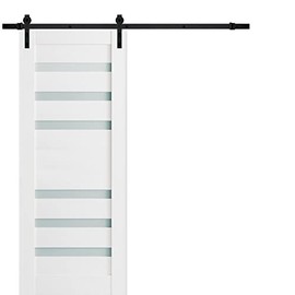 Sturdy Barn Door Frosted Glass | Quadro 4266 White Silk | Sample of Door Color
