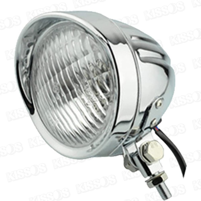 Motorcycle Motorcycle Batelite Headlight with Visor 4.5" Universal (Silver/White Lens)