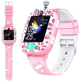 Kids' Smart Watch, 14 Different Games, Wristwatch, Music Playback, 1.54 Inches, Selfie Camera, Photo, Alarm Clock, Recording, Educational Voice Recorder, Alarm, Stopwatch, Timer, Built-in 1GB Memory