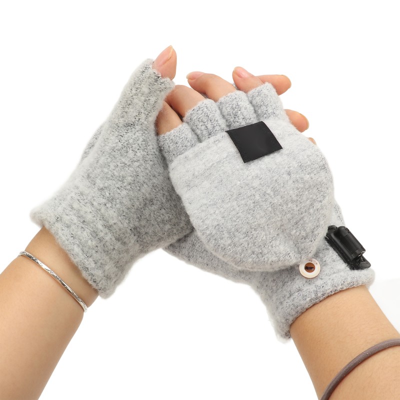 1Pair USB Heated Gloves Adjustable Temperature Electric Heated Gloves for