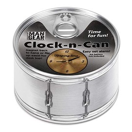 DEMDACO Drum Keeping Time Clock-n-Can Silver Tone 4 x 4 Metal and Magnet Desk Clock