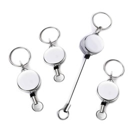 HUIKKJP Reel Key Chain Set of 4 Reel Key Telescopic Zinc Alloy Lanyard Keychain for Hanging Name Tag, color