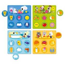 Janod - Lotto Game - 4 Cards and 24 Cards Made of Cardboard - Educational Game - Vocabulary and Concentration - FSC Certified and Plant Colour from 2 Years - J02620