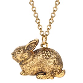 DALANE Easter Alloy Gold Silver Plated Rabbit Necklace Bunny Pendant Novelty Jewelry Gifts for Women Girls (Gold Plated)