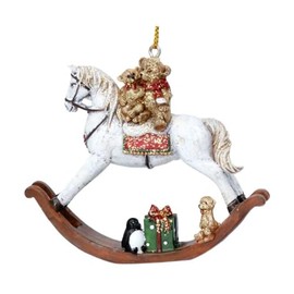 Gisela Graham A Resin Teddy on Rocking Horse Christmas Decoration
