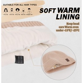 Wmcaps Knitted Hats for Men, Men's Winter Thermal Warm Fleece Running Hat Beanie Women's Men's Hat Winter, Windproof Winter Hat Men Lined and Padded Unisex Hat, beige
