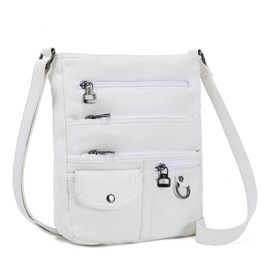 MINICAT Crossbody Purses for Women Multi Pocket Crossbody Bag Soft Leather Cross Body bag for Woman Small Shoulder Bags(Snow White Small)