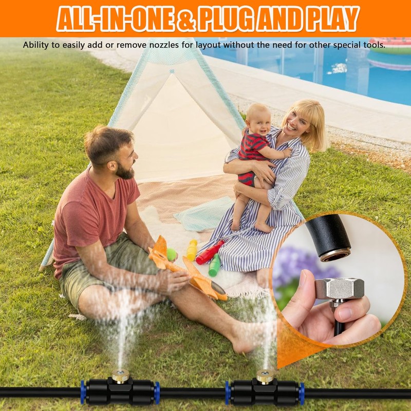 HUAREW Misters for Outside Patio 30FT/9M, Pre-Assembled Misting Cooling System