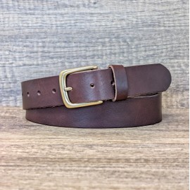 Ashford Ridge Genuine Italian Leather Belt for Men and Women, Full Grain Leather with Brass Colour Buckle, Made in England - Brown 2XL (44"- 48")