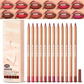 ZHISHUDL Lip Liner Set 12PCS Brown Pink Red Lip Liner Sets for Women Smooth High Pigmented Lip Pencils Long Lasting Matte Lip Liner Pack for Daily Makeup