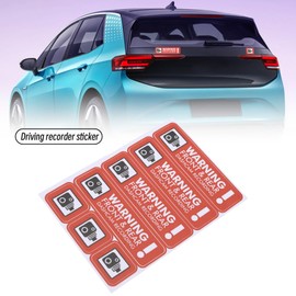 VGOL Pack of 2 Dashcam Stickers CCTV Recording Dashcam Sticker 35 mm x 130 mm / 35 mm x 40 mm Car, Van, Truck, Vehicle, Taxi, Minibus, Camera Security Sticker, Red, English Version