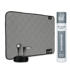 Premium Grounding Mat for Feet, Soft Cotton & Silver Fiber, Comfort for Sleep & Wellness, Grounding Pad for Anti-Aging & Inflammation, Grounding Mat for Bed and Desk (24x16 Inches) (Grey)