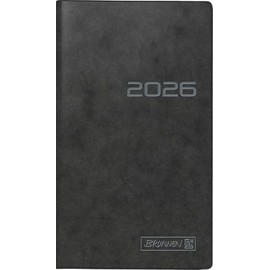 BRUNNEN Pocket Calendar Model 753 2026 | A6, Cardboard, Black