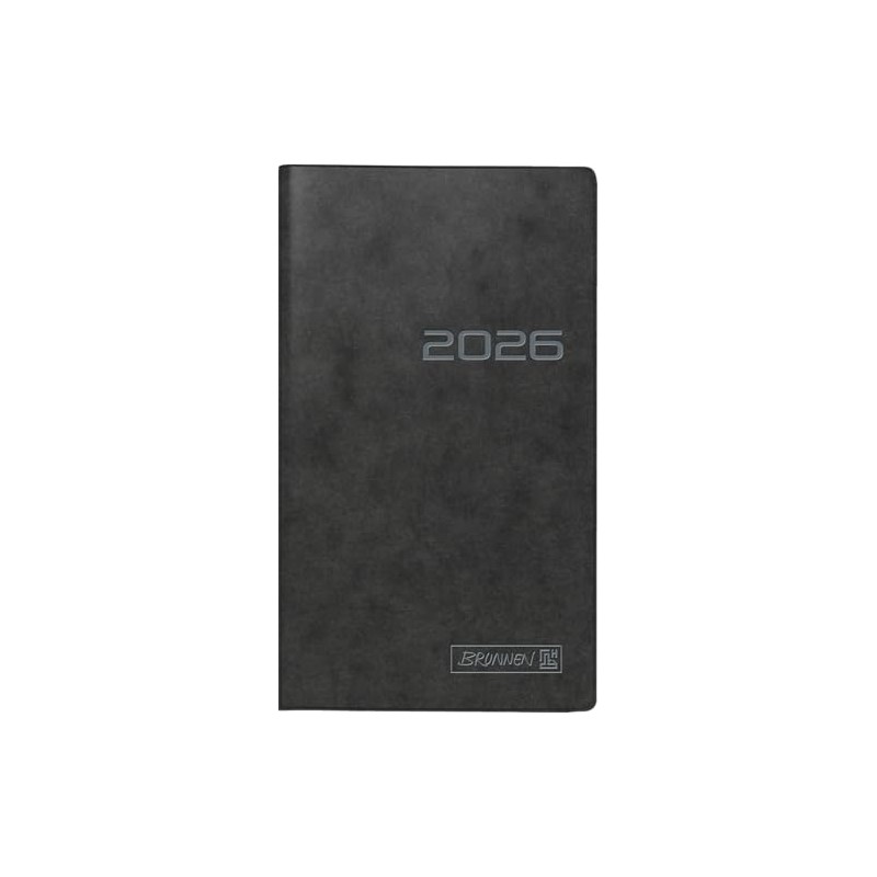 BRUNNEN Pocket Calendar Model 753 2026 | A6, Cardboard, Black