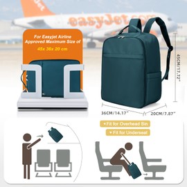 WEPLAN Easyjet Cabin Bag 45x36x20 Travel Backpack Cabin Size Women Ryanair Cabin Bags 40x20x25 Underseat Backpack Carry on Hand Luggage Rucksack for Plane with Laptop Compartment,Peacock Blue