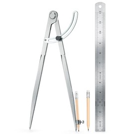 WORKLION Herramienta de Geometría para Carpintería - Compás Profesional con Bloqueo para Dibujo con Porta Lápiz - Compás de Geometría de Metal de 12 P