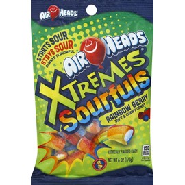 Airheads Xtremes Sour Rainbow Berry Chewy Candy Pieces Log Fruit Chew 6 Oz - 0073390009131