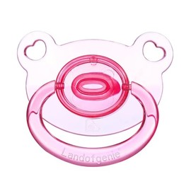 Chupetes de tamaño adulto con escudo grande, diseño transparente en forma de oso, color rosa