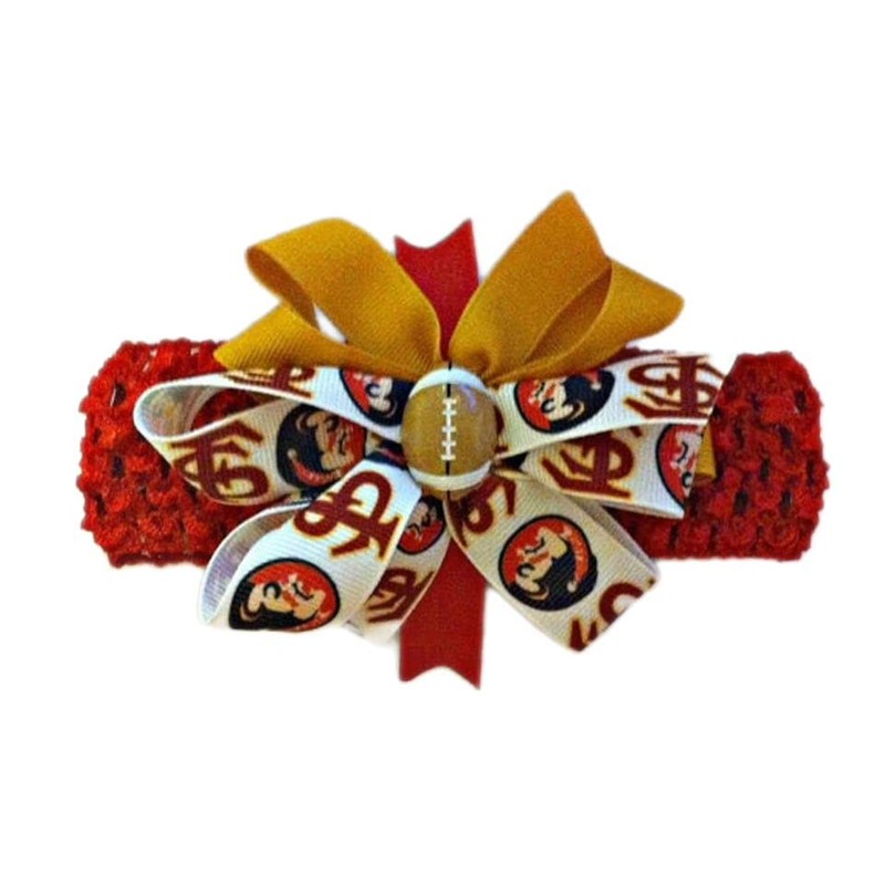 Florida State Baby Girl Boutique Bow Crocheted Headband- Fits newborn-