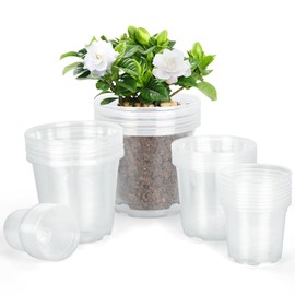 DUNPUTE DUNPUTE 45 Pack 7/6/5/4/3 Inch Clear Nursery Pots for Plants, Clear Plastic Plant Pots with Drainage Holes, Transparent Variety Pack Flexible Garden Pot for Outdoor Indoor, Seed Starting Pots